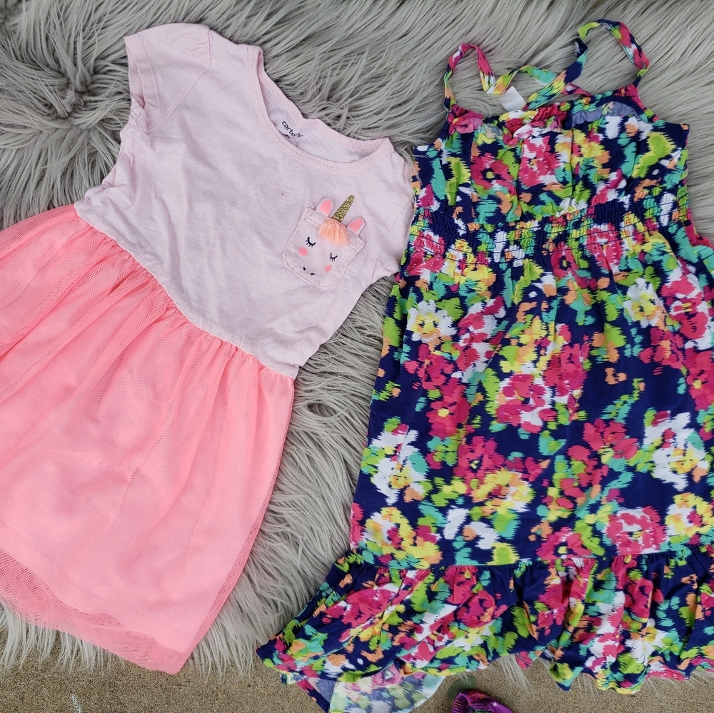 Girls 4T Unicorn & High-Low Maxi Dress Lot